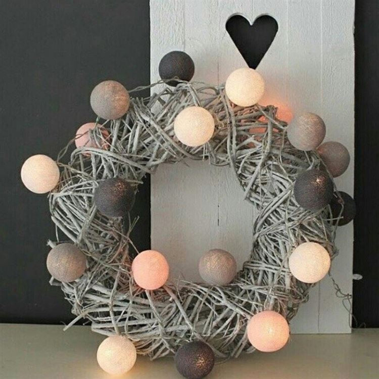 3M 20 Leds Cotton Ball Light String Holiday Wedding Christmas Party Bedroom Fairy Lights Outdoor LED Light Garland Decoration, Power Suupply: EU Plug(Grey) - Christmas Decoration Lamps by PMC TechLife | Online Shopping South Africa | PMC TechLife | Buy Now Pay Later Mobicred
