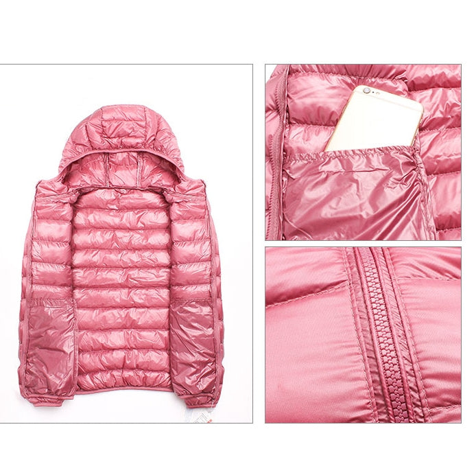 Casual Ultra Light White Duck Down Jacket Women Autumn Winter Warm Coat Hooded Parka, Size:L(Black) - Down Jacket by PMC Jewellery | Online Shopping South Africa | PMC Jewellery