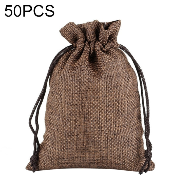 50 PCS Multi size Linen Jute Drawstring Gift Bags Sacks Wedding Birthday Party Favors Drawstring Gift Bags, Size:10x14cm(Coffee) - free shipping - PMC TechLife - Order now!