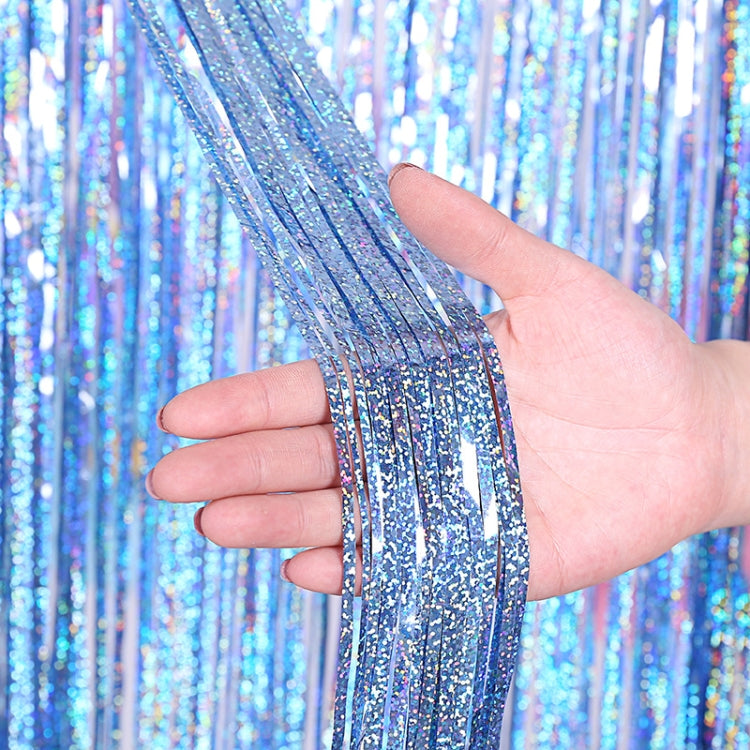 2 PCS Laser Rain Tinsel Foil Curtain Birthday Party Decoration Tassel Wall, Size:1x2.5m(Light blue) - Holiday Decorations by PMC TechLife | Online Shopping South Africa | PMC TechLife | Buy Now Pay Later Mobicred