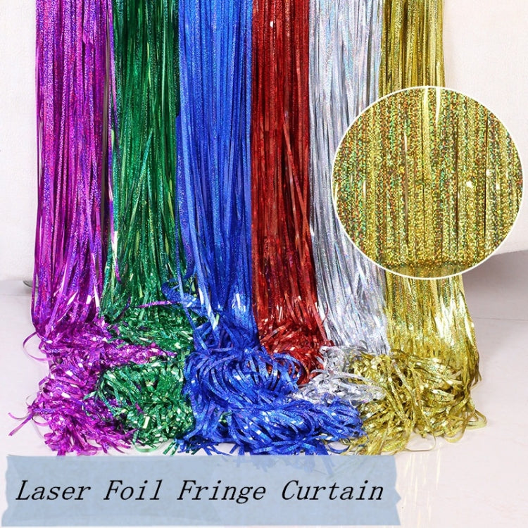 2 PCS Laser Rain Tinsel Foil Curtain Birthday Party Decoration Tassel Wall, Size:1x2.5m(Light blue) - Holiday Decorations by PMC TechLife | Online Shopping South Africa | PMC TechLife | Buy Now Pay Later Mobicred