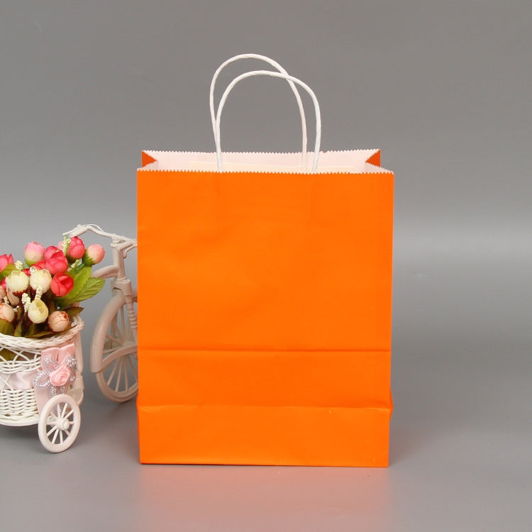 10 PCS Elegant Kraft Paper Bag With Handles for Wedding/Birthday Party/Jewelry/Clothes, Size:22x27x11cm(Orange) - Gift Bags & Wrapping Supplies by PMC TechLife | Online Shopping South Africa | PMC TechLife | Buy Now Pay Later Mobicred