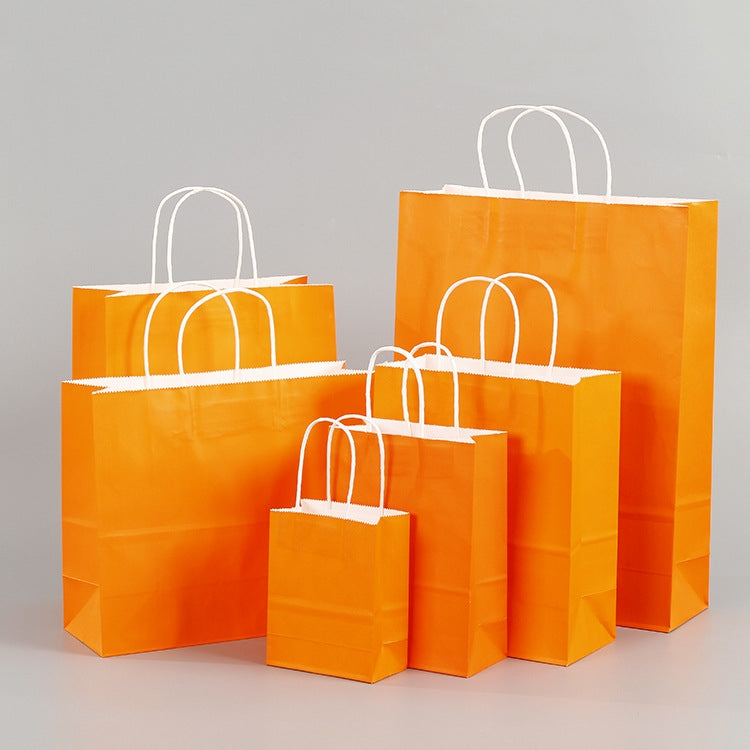 10 PCS Elegant Kraft Paper Bag With Handles for Wedding/Birthday Party/Jewelry/Clothes, Size:22x27x11cm(Orange) - Gift Bags & Wrapping Supplies by PMC TechLife | Online Shopping South Africa | PMC TechLife | Buy Now Pay Later Mobicred