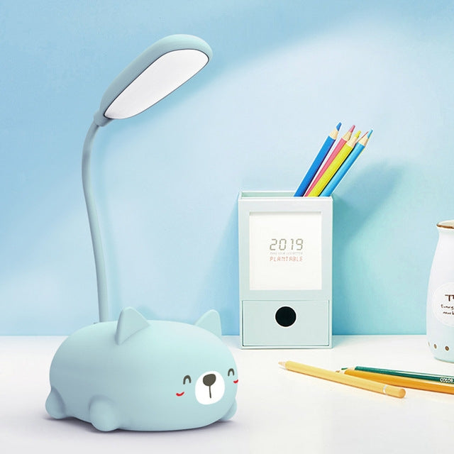 Cartoon Cat Design LED Eye Protection Reading Lamp USB Rechargeable Desk Lamp(Blue) -  by PMC Jewellery | Online Shopping South Africa | PMC Jewellery