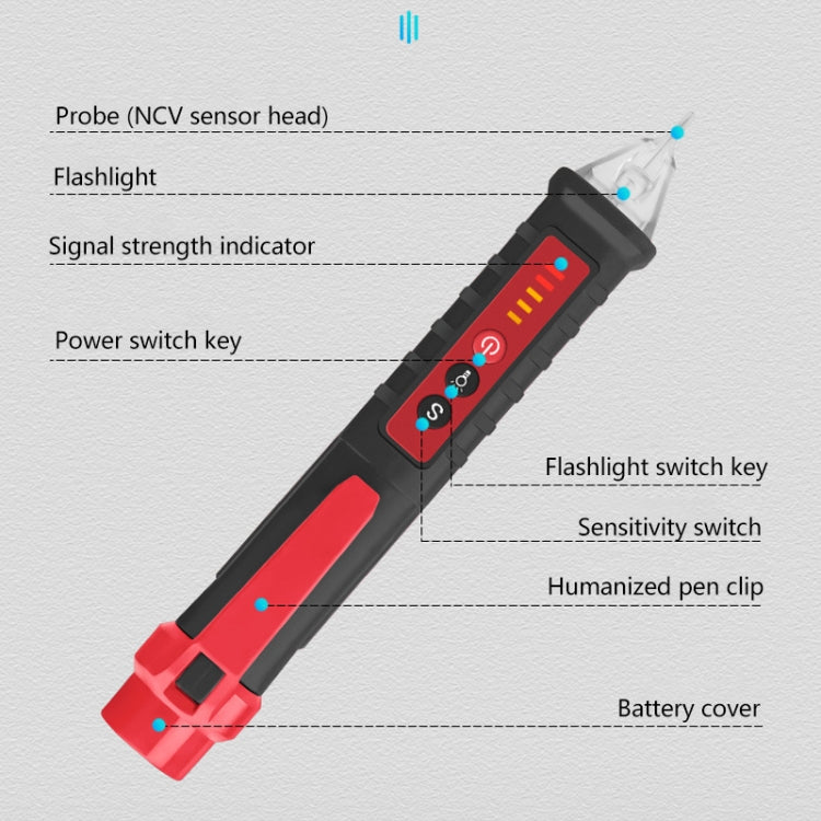ANENG Non-contact Smart Electric Pen Home Induction Sound And Light Alarm Electric Pen(Red) - Voltage Detector by PMC TechLife | Online Shopping South Africa | PMC TechLife | Buy Now Pay Later Mobicred