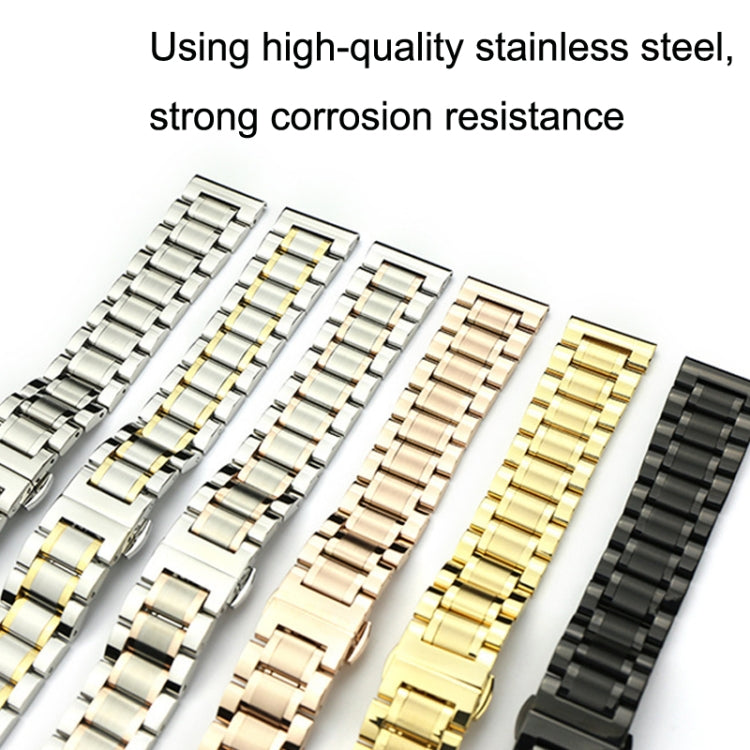 24mm Steel Bracelet Butterfly Buckle Five Beads Unisex Stainless Steel Solid Watch Strap, Color:Black - Watch Bands by PMC TechLife | Online Shopping South Africa | PMC TechLife