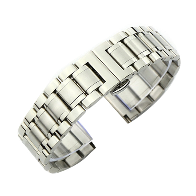 22mm Steel Bracelet Butterfly Buckle Five Beads Unisex Stainless Steel Solid Watch Strap, Color:Silver - 22mm Bands by PMC Jewellery | Online Shopping South Africa | PMC Jewellery