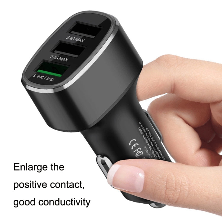 QIAKEY GT780 3 USB Ports Fast Charge Car Charger(Black) - Car Charger by QIAKEY | Online Shopping South Africa | PMC Jewellery