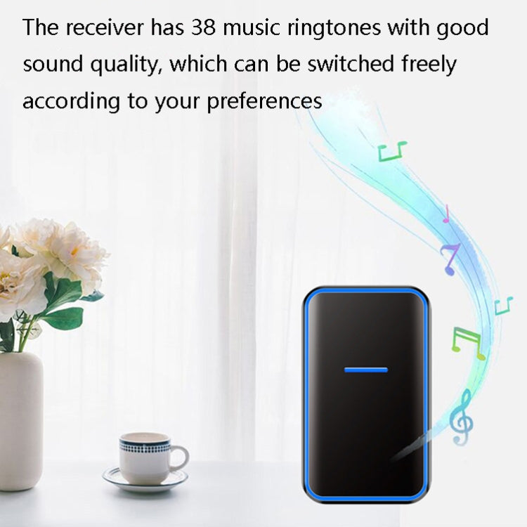 CACAZI A68-2 One to Two Wireless Remote Control Electronic Doorbell Home Smart Digital Wireless Doorbell, Style:EU Plug(Black) - Wireless Doorbell by CACAZI | Online Shopping South Africa | PMC TechLife | Buy Now Pay Later Mobicred