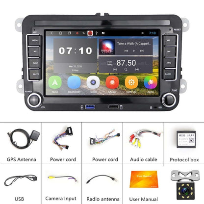 For Volkswagen Q3300KT 7-inch 1+16G Car Multimedia Player Navigation Bluetooth Reversing Integrated Machine Android 10.0, Style:Standard+12Lights Camera - Car MP3 & MP4 & MP5 by PMC Jewellery | Online Shopping South Africa | PMC Jewellery