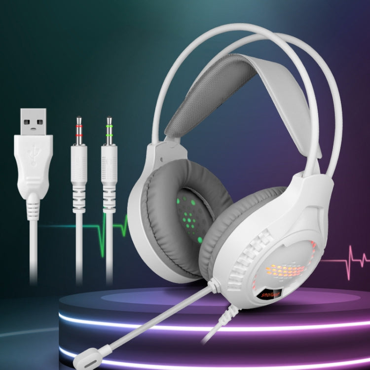 Smailwolf AK3 3.5mm Double Plug Version Game Wired Luminous Desktop Computer Headset(White) - free shipping - PMC TechLife - Order now!