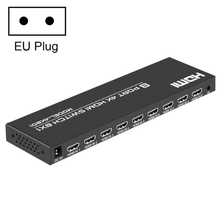 FJGEAR FJ-4K801 4K 8 In 1 Out HDMI HD Video Switcher, Plug Type:EU Plug(Black) - free shipping - PMC TechLife - Order now!