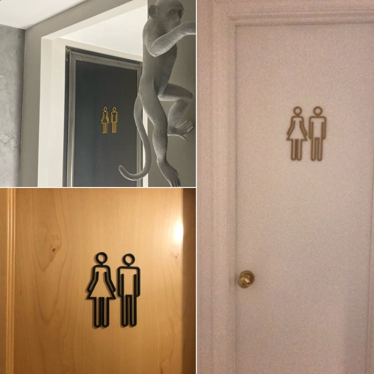 2 PCS Acrylic Toilet Symbol Adhesive Backed Bathroom Toilet Door Sign for Hotel(Black) - Ornaments by PMC Jewellery | Online Shopping South Africa | PMC Jewellery