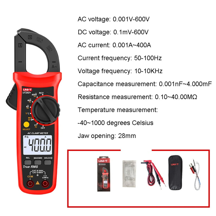 UNI-T UT202+ Digital Clamp Multimeter AC/DC Voltage Detector - free shipping - PMC TechLife - Order now!