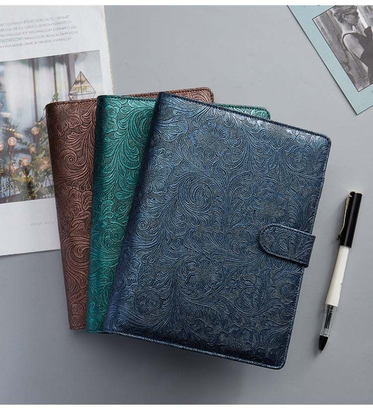A6 YMX-007 PU Leather Budget Binder Notebook Embossed Model Handbook(Dark Blue) - Notebooks by PMC TechLife | Online Shopping South Africa | PMC TechLife | Buy Now Pay Later Mobicred