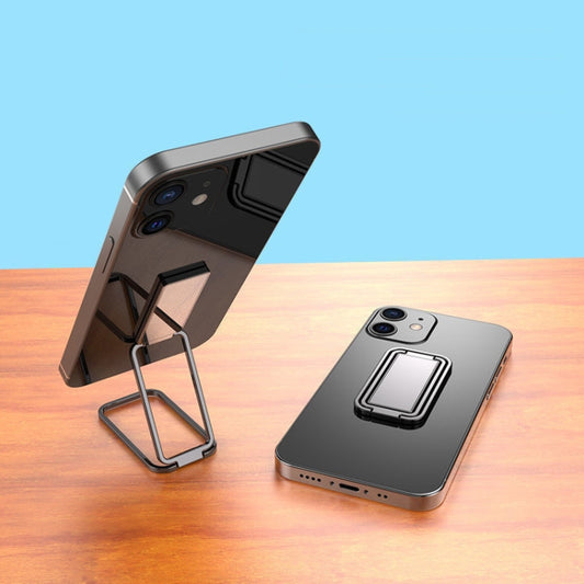 Metal Car Mobile Phone Folding Bracket Ring Buckle Paste Bracket,Style: Square(Black) - Ring Holder by PMC Jewellery | Online Shopping South Africa | PMC Jewellery