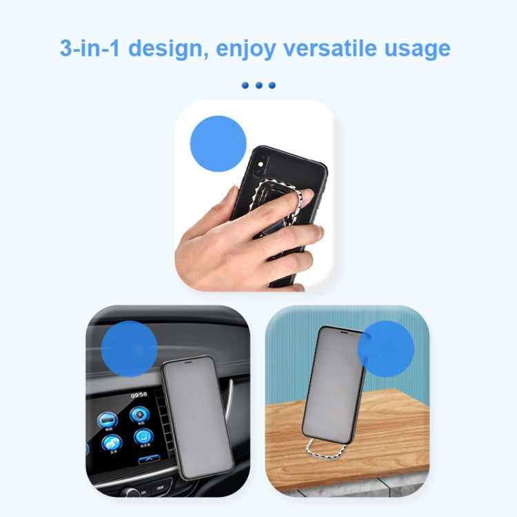 Metal Car Mobile Phone Folding Bracket Ring Buckle Paste Bracket,Style: Square(Silver) - Ring Holder by PMC TechLife | Online Shopping South Africa | PMC TechLife