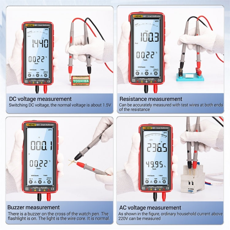 ANENG 681 LCD Digital Display Screen Smart Automatic Range Rechargeable Multimeter(Red) - free shipping - PMC TechLife - Order now!