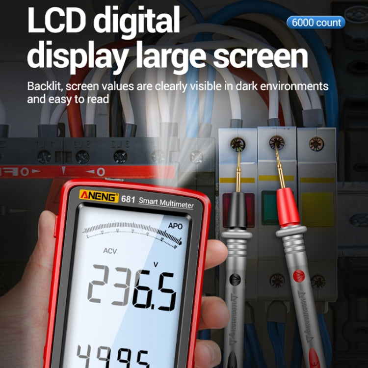 ANENG 681 LCD Digital Display Screen Smart Automatic Range Rechargeable Multimeter(Red) - free shipping - PMC TechLife - Order now!