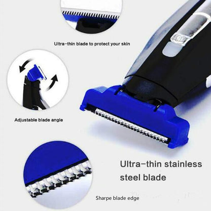 Electric Men Shaver Rechargeable Shaver Trimmer(Black + Blue) - Electric Shavers by PMC Jewellery | Online Shopping South Africa | PMC Jewellery