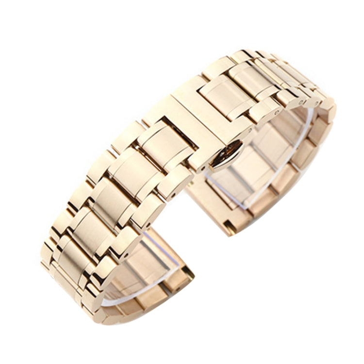 17mm Steel Bracelet Butterfly Buckle Five Beads Unisex Stainless Steel Solid Watch Strap, Color:Rose Gold - Watch Bands by PMC TechLife | Online Shopping South Africa | PMC TechLife