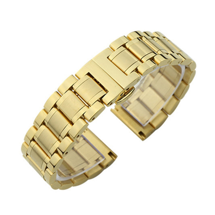 13mm Steel Bracelet Butterfly Buckle Five Beads Unisex Stainless Steel Solid Watch Strap, Color:Gold - Watch Bands by PMC TechLife | Online Shopping South Africa | PMC TechLife