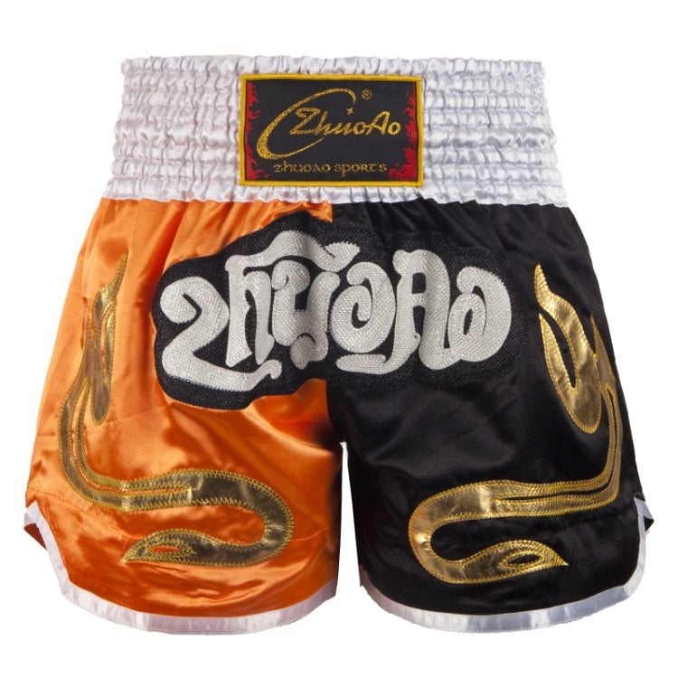 ZhuoAo Muay Thai/Boxing/Sanshou/Fighting Shorts for Men and Women, Size:M(Orange Black Stitching) - Sportswear by ZhuoAo | Online Shopping South Africa | PMC Jewellery