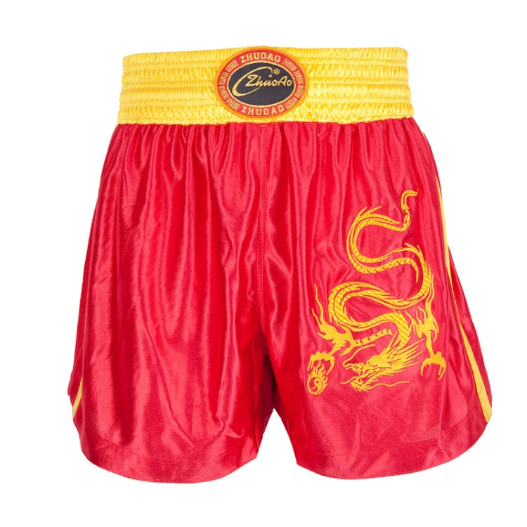 ZhuoAo Muay Thai/Boxing/Sanshou/Fighting Shorts for Men and Women, Size:M(Embroidered Dragon Red) - Sportswear by ZhuoAo | Online Shopping South Africa | PMC Jewellery