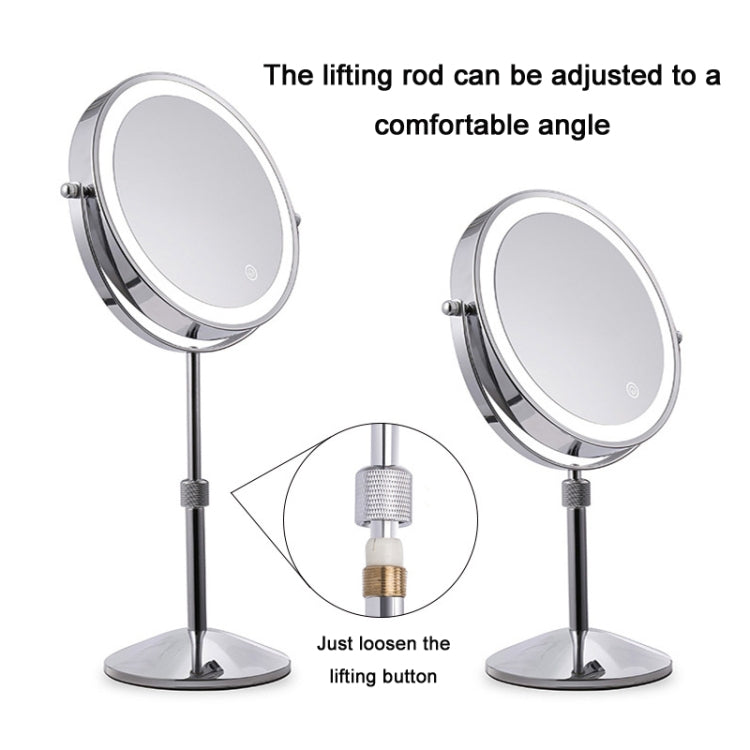 Desktop Double-SidedRound LED Luminous Makeup Mirror Liftable Magnifying Mirror, Specification:Plane + 5 Times Magnification(8-inch Battery Model) - Mirror by PMC Jewellery | Online Shopping South Africa | PMC Jewellery