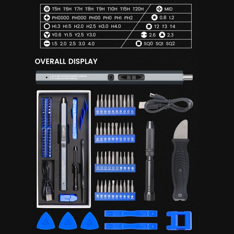 51 In 1 Rechargeable Mini Electric Screwdriver Set With 3LED Lighting(Blue) - Screwdriver Set by PMC TechLife | Online Shopping South Africa | PMC TechLife | Buy Now Pay Later Mobicred