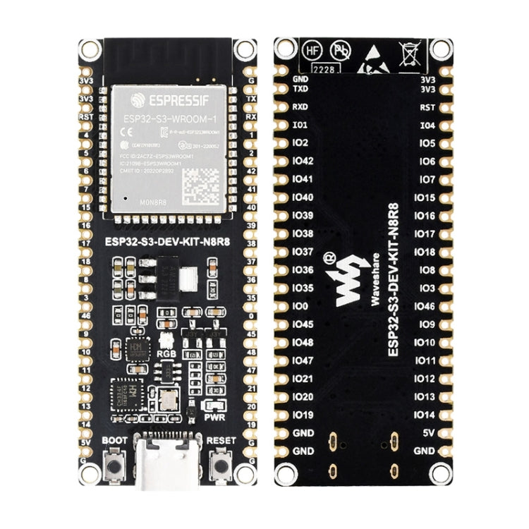 Waveshare ESP32-S3 Microcontroller 2.4GHz Wi-Fi Development Board ESP32-S3-WROOM-1-N8R8 Module Standard Ver. With Pinheader - Arduino Nucleo Accessories by Waveshare | Online Shopping South Africa | PMC TechLife | Buy Now Pay Later Mobicred