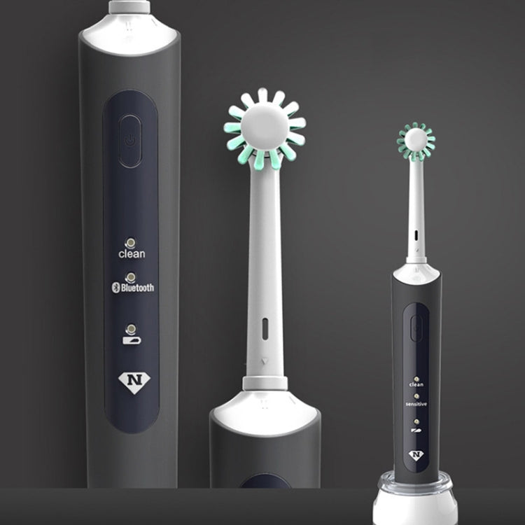 Wireless Rechargeable Waterproof Electric Toothbrush Rotary Brush Head(Black) - Toothbrushes by PMC Jewellery | Online Shopping South Africa | PMC Jewellery