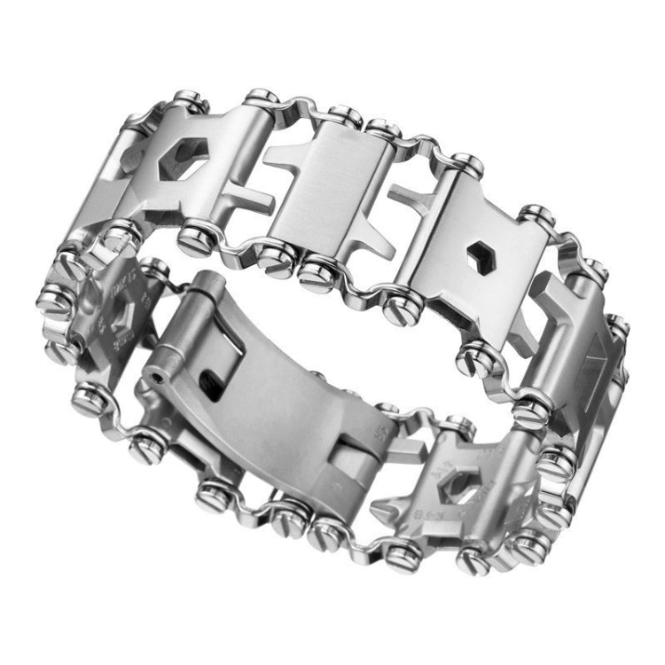 Multifunctional Stainless Steel Outdoor Survive Tool Bracelet for Men(Wide Silver) - Emergency Tools by PMC TechLife | Online Shopping South Africa | PMC TechLife | Buy Now Pay Later Mobicred