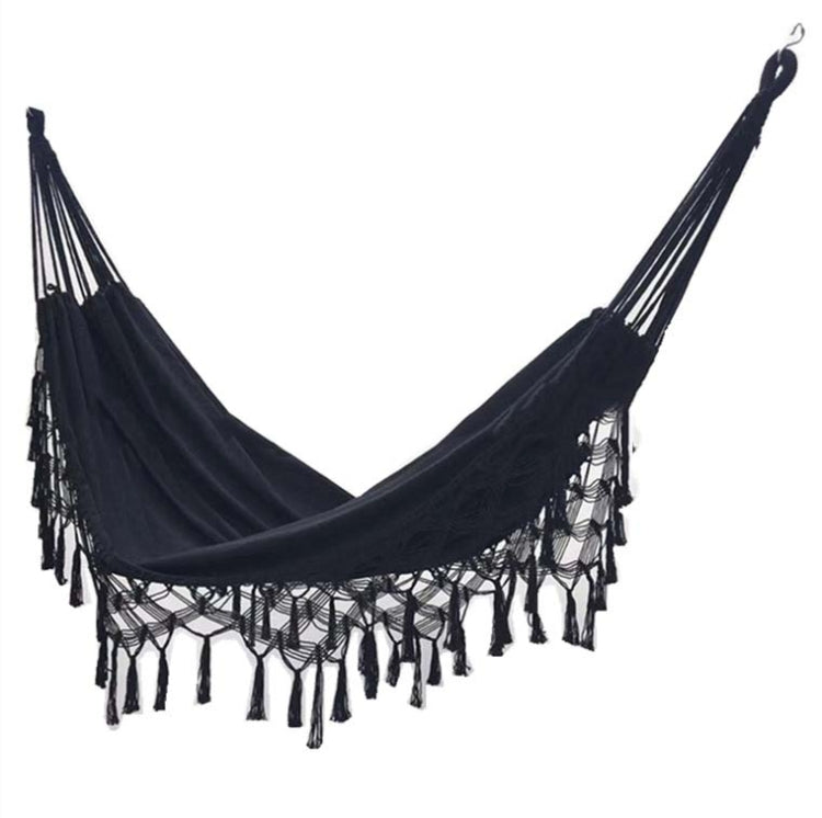 Tassel Hammock Double Canvas Hammock Outdoor Indoor Photography Props, Specification:200x150cm Black - Hammocks by PMC TechLife | Online Shopping South Africa | PMC TechLife | Buy Now Pay Later Mobicred