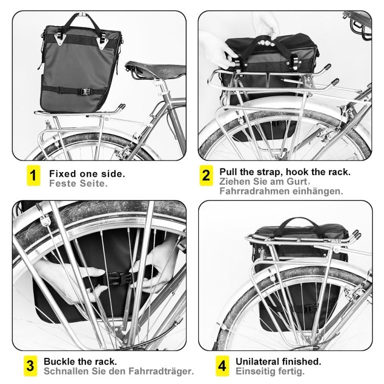 Rhinowalk Three-in-one Multifunctional Bicycle Rear Shelf Pannier Waterproof Long-distance Equipment(Full Black) - free shipping - PMC TechLife - Order now!