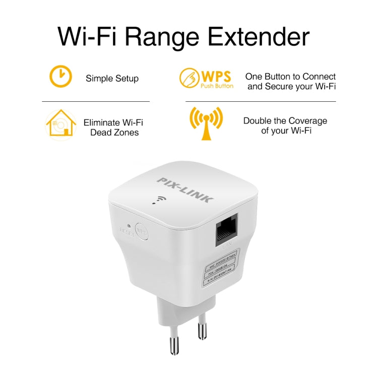 PIXLINK WR12 300Mbps WIFI Signal Amplification Enhanced Repeater, Plug Type:EU Plug - free shipping - PMC TechLife - Order now!