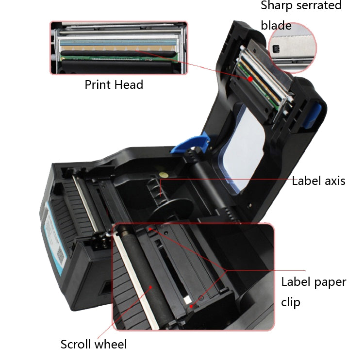 Xprinter XP-370B Barcode Printer Self-adhesive QR Code Printer Label Clothing Tag Thermal Ticket Machine(UK Plug) - Printer by Xprinter | Online Shopping South Africa | PMC Jewellery