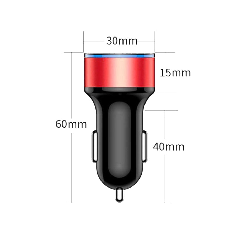 2 PCS Aluminum Ring Display Car Charger  QC3.0+2.4A Aluminum Alloy Multi-function Halo Digital Display Car Charger(Gold) - Car Charger by PMC TechLife | Online Shopping South Africa | PMC TechLife