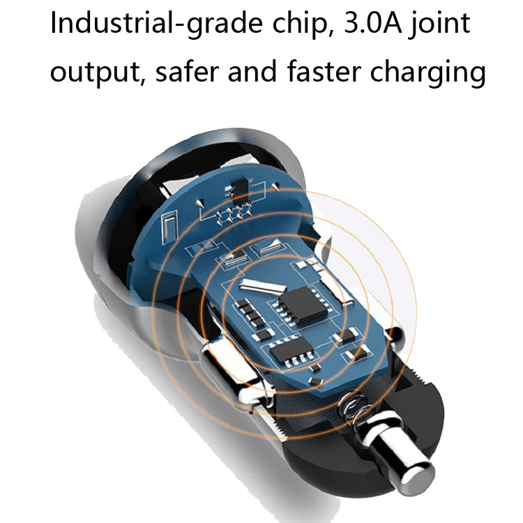 2 PCS Aluminum Ring Display Car Charger  QC3.0+2.4A Aluminum Alloy Multi-function Halo Digital Display Car Charger(Champagne Red) - Car Charger by PMC TechLife | Online Shopping South Africa | PMC TechLife
