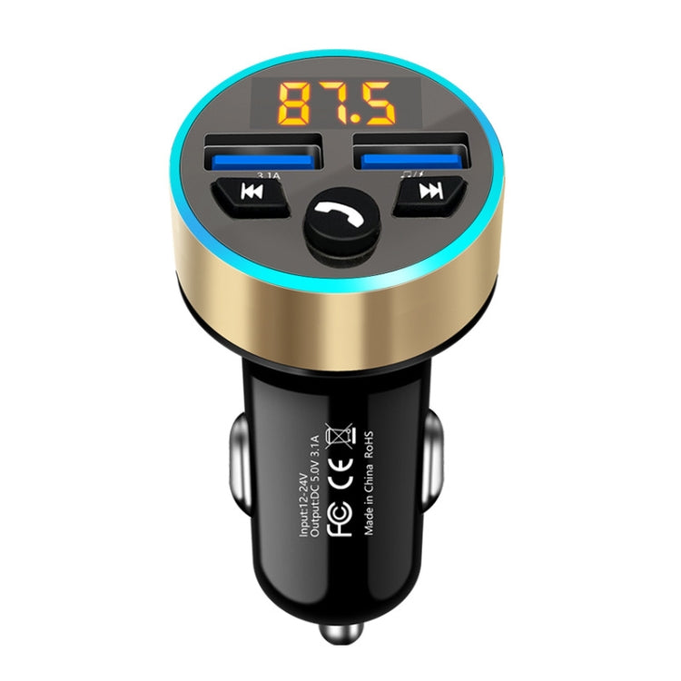Halo Car MP3 Bluetooth Player Car Charger Car FM Transmitter 3.1A Car Charger(Tyrant Gold) - Car Charger by PMC Jewellery | Online Shopping South Africa | PMC Jewellery