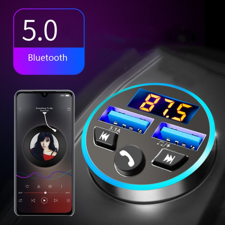 Halo Car MP3 Bluetooth Player Car Charger Car FM Transmitter 3.1A Car Charger(Tyrant Gold) - Car Charger by PMC TechLife | Online Shopping South Africa | PMC TechLife