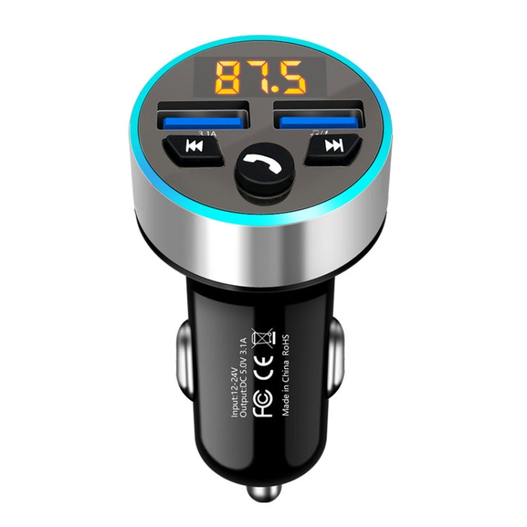 Halo Car MP3 Bluetooth Player Car Charger Car FM Transmitter 3.1A Car Charger(Snow Silver) - Car Charger by PMC TechLife | Online Shopping South Africa | PMC TechLife