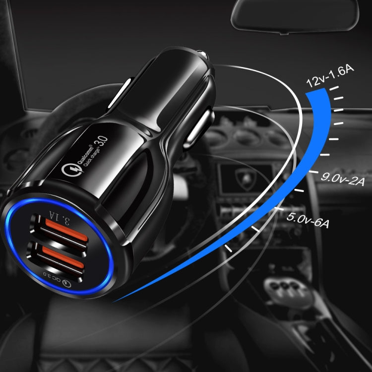 2 PCS QC3.0+3.1A Car Charger Dual USB 6A Halo Wine Bottle Fast Charge Car Charger(Elegant Black) - Car Charger by PMC TechLife | Online Shopping South Africa | PMC TechLife
