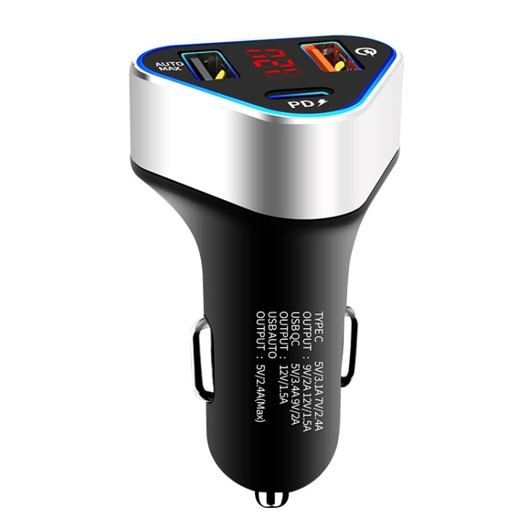 Digital Display PD+QC3.0+2.4A Car Charger TYPE-C Car Phone Charger(Sapphire Blue) - Car Charger by PMC Jewellery | Online Shopping South Africa | PMC Jewellery