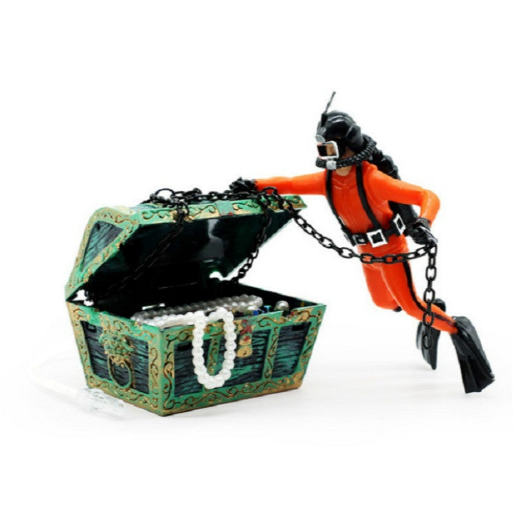 Pneumatic Fish Tank Decoration Diver Treasure Hunt Frogman Aquarium Fish Tank Landscape(Orange) - Fish Tank Decoration by PMC TechLife | Online Shopping South Africa | PMC TechLife | Buy Now Pay Later Mobicred