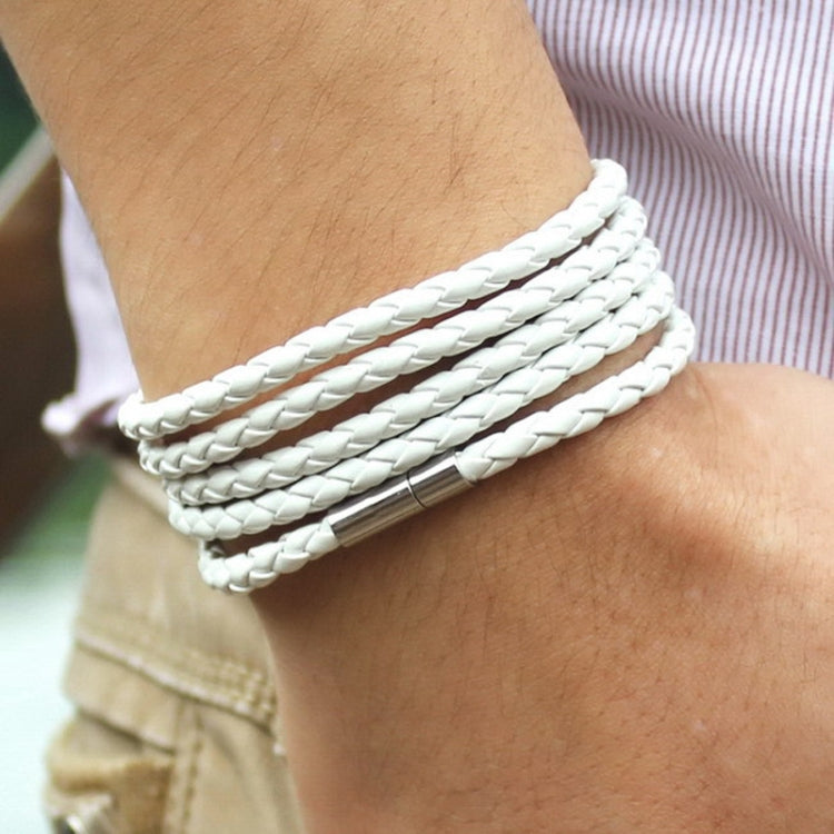 Mens white leather deals bracelet