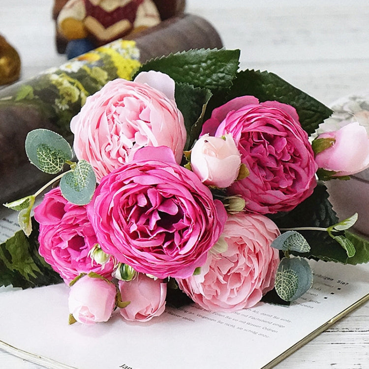 5 PCS Artificial Rose Flowers Small Bouquet Flores Home Party Wedding Fake Flower Decoration(Pink and Magenta) - free shipping - PMC TechLife - Order now!
