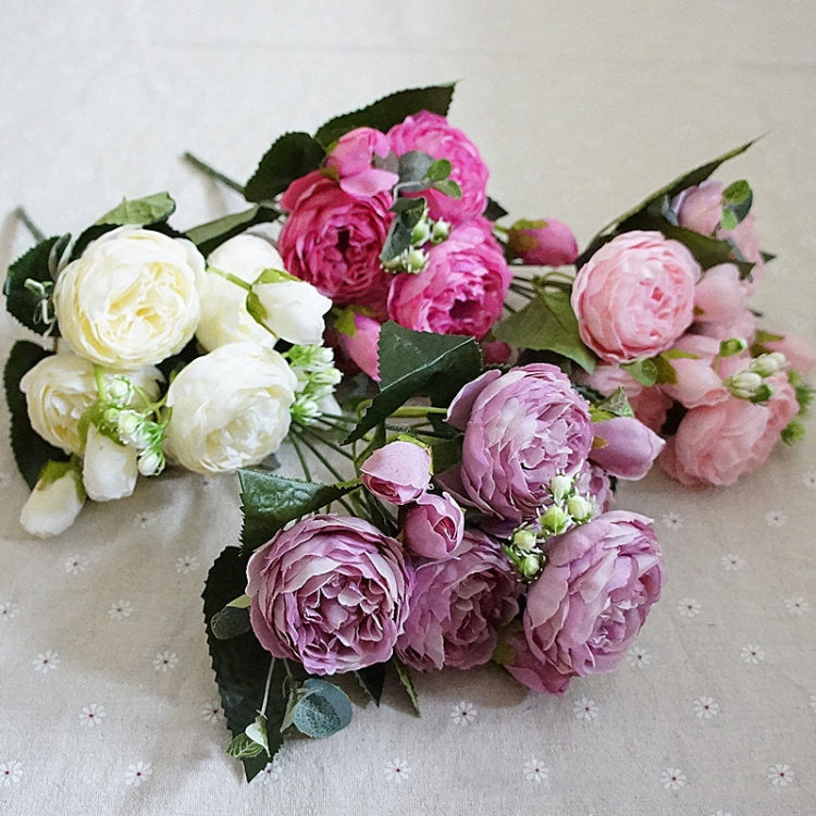 5 PCS Artificial Rose Flowers Small Bouquet Flores Home Party Wedding Fake Flower Decoration(Pink and Magenta) - free shipping - PMC TechLife - Order now!