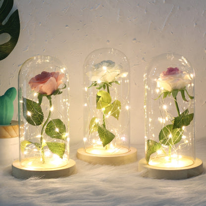 Simulation Roses Lights Glass Cover Decorations Crafts Valentines Day Gifts(Red) - Holiday Lights by PMC Jewellery | Online Shopping South Africa | PMC Jewellery