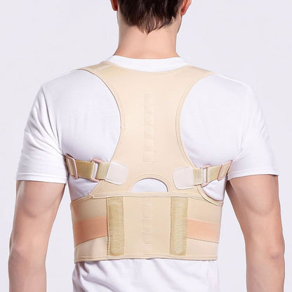 Male Female Adjustable Magnetic Posture Corrector Corset Back Men Brace Back Shoulder Belt Lumbar Support Straight, Size:S (Skin Color) - Corrector by PMC Jewellery | Online Shopping South Africa | PMC Jewellery